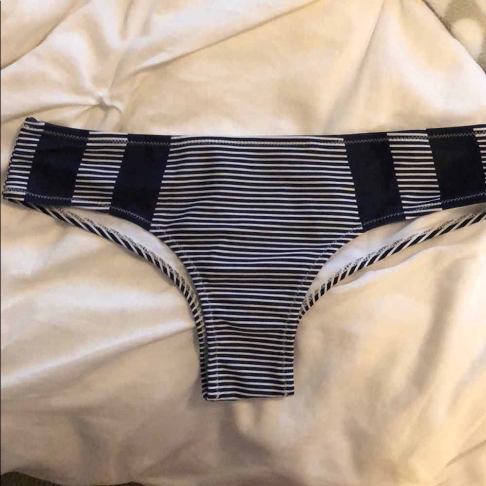 Navy blue and white stripped bikini bottoms